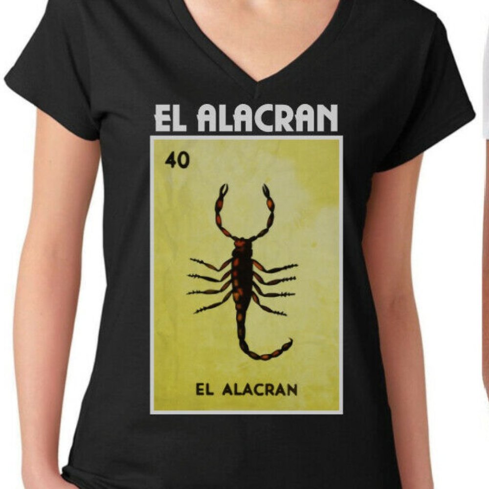 El Alacran V-Neck Loteria Mexican Bingo